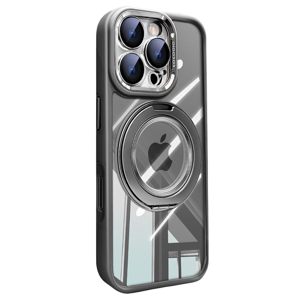 Для iPhone 16 Pro Чехол Магнитная Вращающаяся Подставка PC+TPU Чехол для телефона со Съемной Пленкой для Объектива Камеры