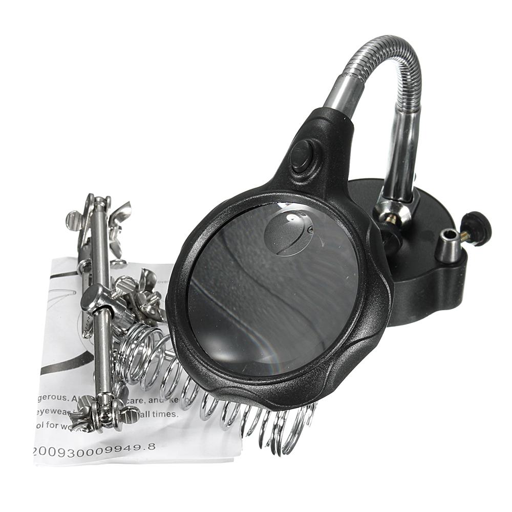 Soldering station, soldering magnification of glass magnifying LED light helps hand with 3X main lens and 12x