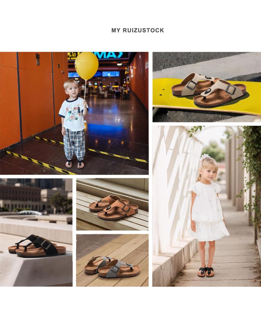 Детские шлепанцы из пробки на лето 2025 - Модные корейские шлепанцы с перемычкой между пальцами для мальчиков и девочек