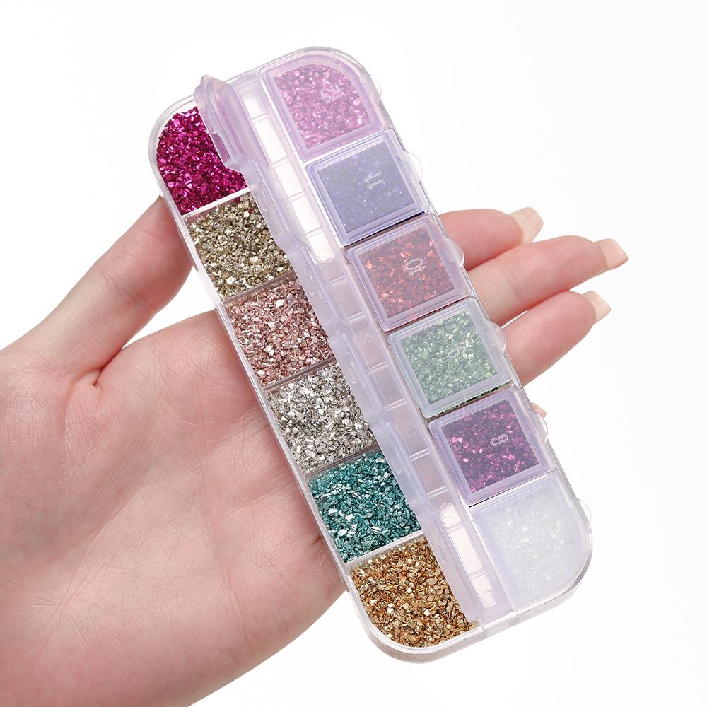 48Grams/Box 12 Colors  Crushed Glass Stones Resin Filling Irregular Broken Stone for DIY Epoxy Resin Mold Crafts Nail Art Decor
