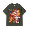 275 GSM Washed T-shirts 100% Cotton Digimon V1 Agumon Print Unisex Heavy Cotton T Shirt