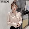 Spring and Autumn Women's Chiffon Shirt Top Light Mature V-Neck Pleated Western-style Shirt Design Sense of Fashion Casual Shirt