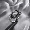 Retro Skull Hand With Heart -Shaped Ring Creative Couple Stainless Steel Personality Punk Hip Hop Men And Women Party Ringjewelry