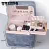 Косметичка Портативная коробка для хранения косметики большой вместимости Портативная косметичка в джинсовую полоску с выдвижной коробкой для хранения