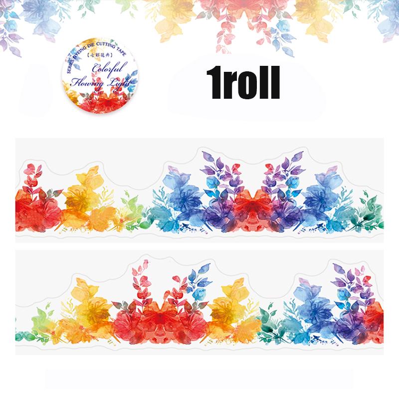 1 рулон радужной градиентной вырубной ПЭТ-ленты для скрапбукинга, DIY-журнала, коллажного искусства, украшения чехла для телефона, блокнота, подарок, рукоделие