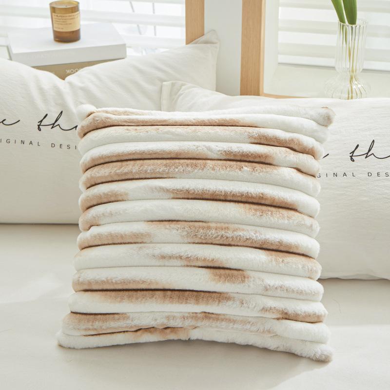 Плюшевая прикроватная подушка-мягкая сумка с геометрическим полосатым квадратным диванным валиком