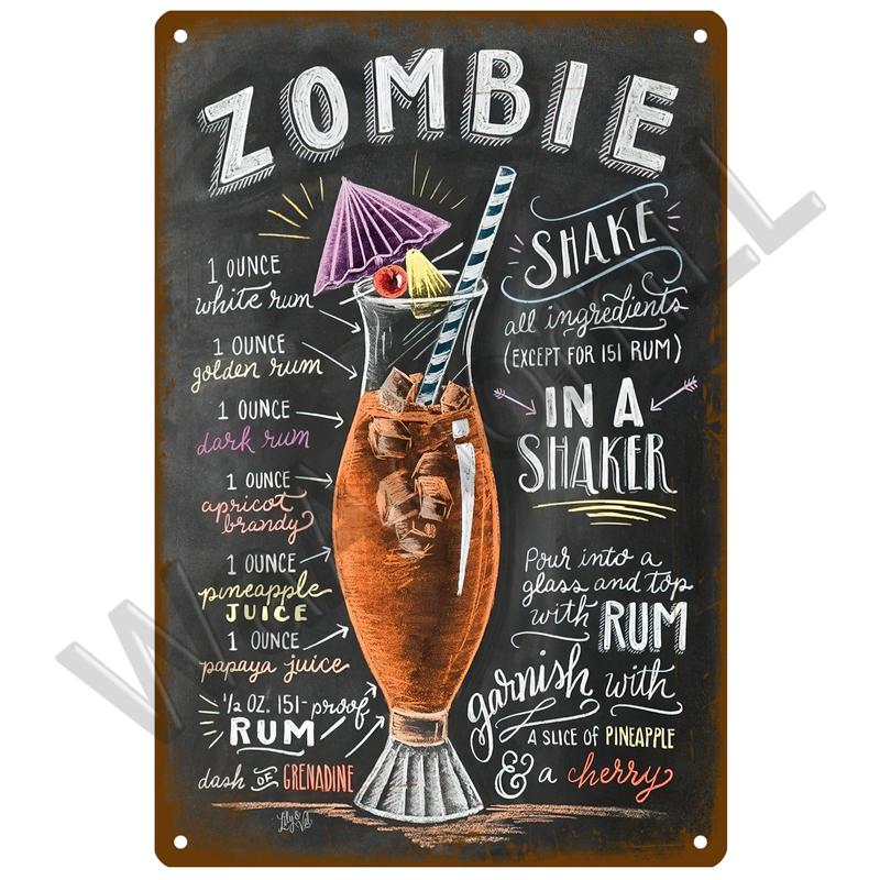 Metal Sign Vintage Tin Sign Cocktail Plate Decorative Poster Plaque Retro Bar Kitchen Home Wall Decor Bar Pub Club Art Man Cave