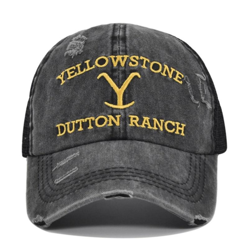 Летняя желтая шляпа Dutton Ranch Cross для хвостика, бейсболка с эффектом потертости для улицы, с вышивкой, солнцезащитная шляпа, однотонная кепка