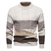 Knitted Sweater Men's American Retro European Code Color Matching Casual Jacket Autumn and Winter Crew Neck Sweater Men