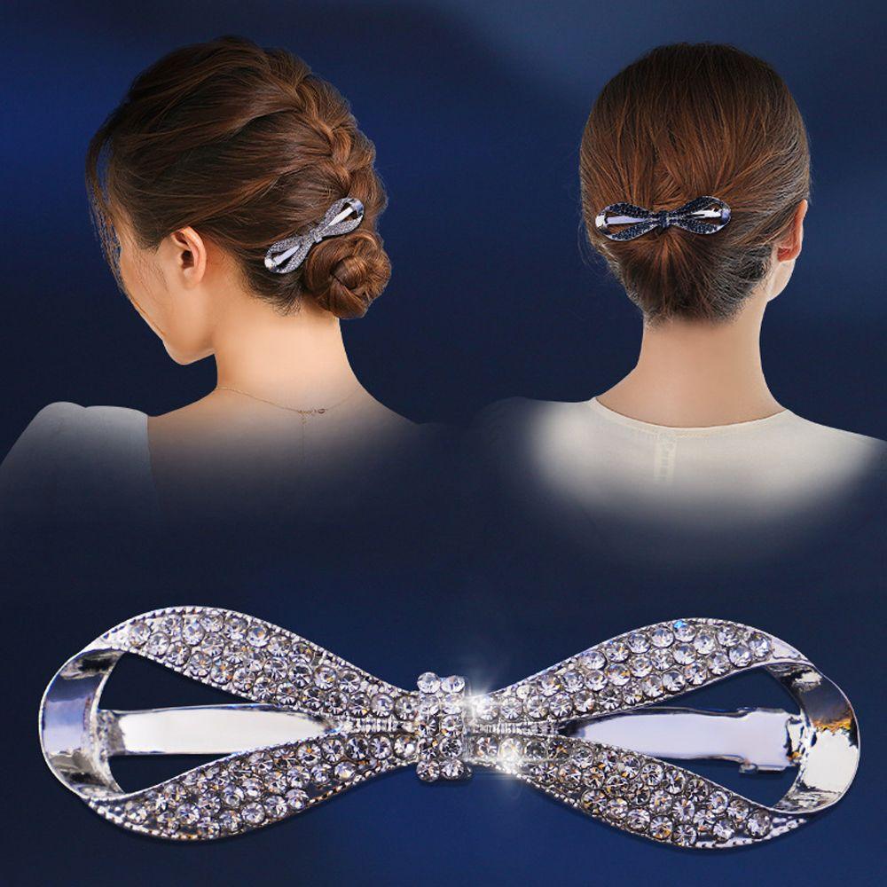Temperament Crystal For Girls Bow Hairgrip Women Spring Clip Small Hair Clip Korean Ponytail Holder