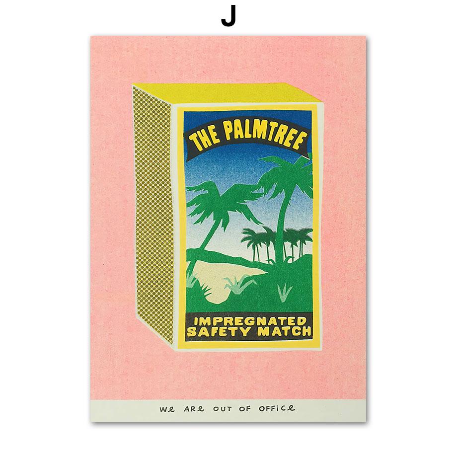 Japanese Pink Cherry Blossom Ink Canned Sardine Tomato Wall Art Painting Nordic Poster Packaged Print Pictures Living Room Decor