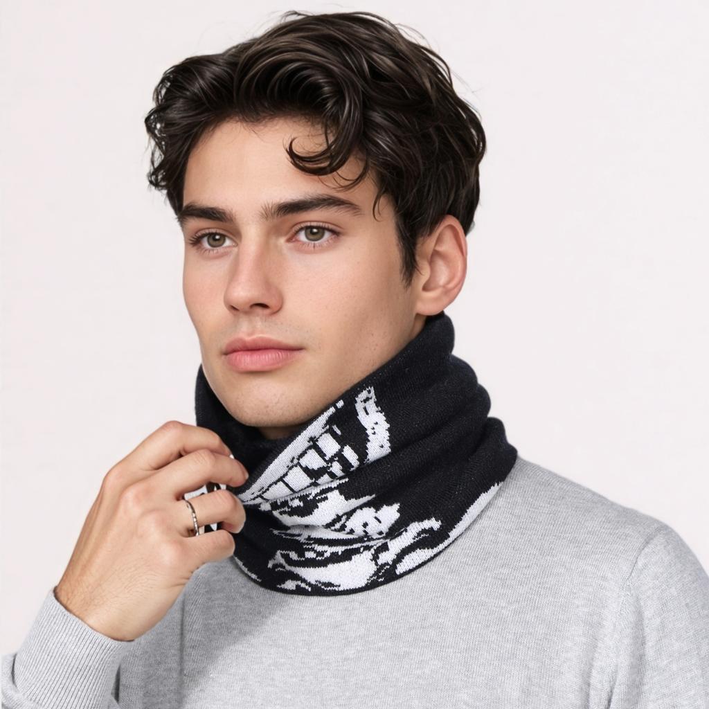 Мужской Женский Кашемировый Утепленный Зимний Шейный Платок Хэллоуин Вечеринка Лицо Черепа Полотенце Ветрозащитный Гейтер для Шеи Чехол Модный Теплый Шарф