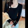 Женский тонкий вязаный свитер Осенний топ с квадратным вырезом Undercover Короткий облегающий свитер