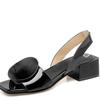 Black White Sandals Women Shoes Summer Slip On Office Ladies Shoes Custom Patent Leather Sandalias Mujeres