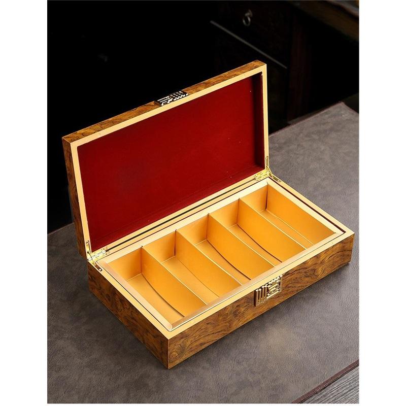 Golden Teak Wood Grain Gift Box Versatile Tea Leaves Box Elegant Wood Pattern Gift Box Perfect For Tea Lovers Premium Quality Tea Gift Packaging