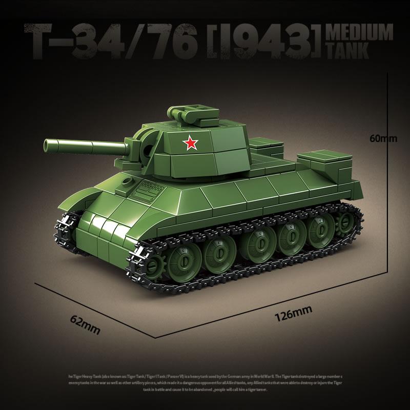 Новые Военные Оружия Второй Мировой Войны Средний Танк Т-34/72 Модель Строительные Блоки Кирпичики Классика WW2 Армейские Солдаты Детская Игрушка Подарки