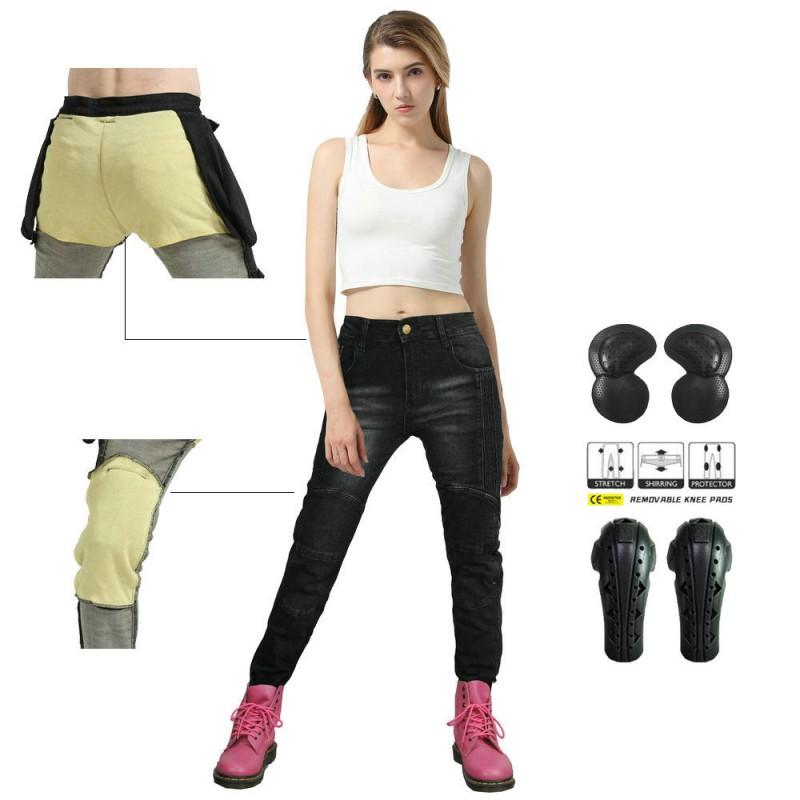 Womens Motorcycle Riding Jeans With Kevlar Reinforcement Anti-Tear Protective Pants