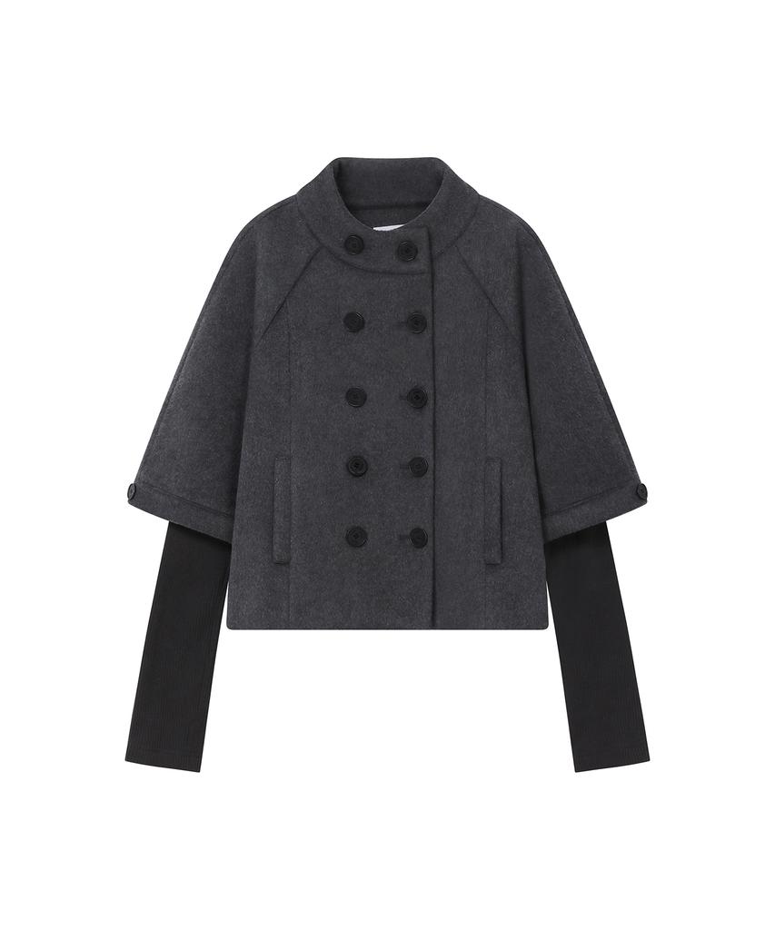 MISEKI SEOUL Double Button Layered Short Coat Charcoal