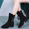 Модные полусапоги на среднем каблуке с флисовой подкладкой для женщин Зимние ботинки до середины икры со стразами Женские 2025 Новинка Y2k Косплей Новые Рок-ботинки