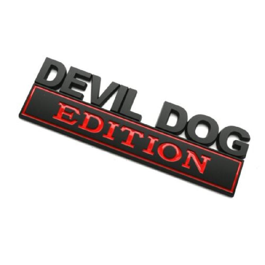 1pc Devil Dog Edition Decals Sticker 3D Raised Letter Emblem Black Red