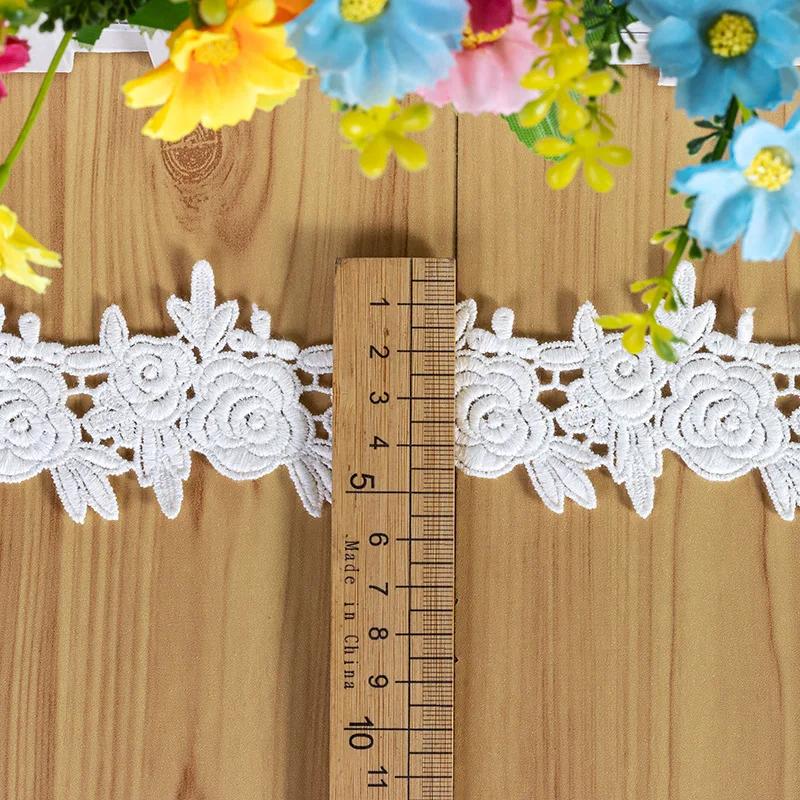 3 метра/партия, качественный 100% чистый хлопок, вышитая роза, утолщенная кружевная отделка, детская одежда, кружево, декоративные материалы своими руками