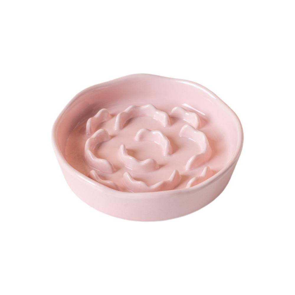 Anti Tipping Cat Slow Feeder Bowl Ceramic Dog Food Water Container for Kitten/Puppy/Bunny