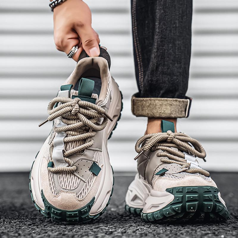 Массивные кроссовки мужские дизайнерские ретро спортивная обувь модная повседневная кожаная тканевая дышащая с увеличением роста на плоской платформе обувь для спортзала