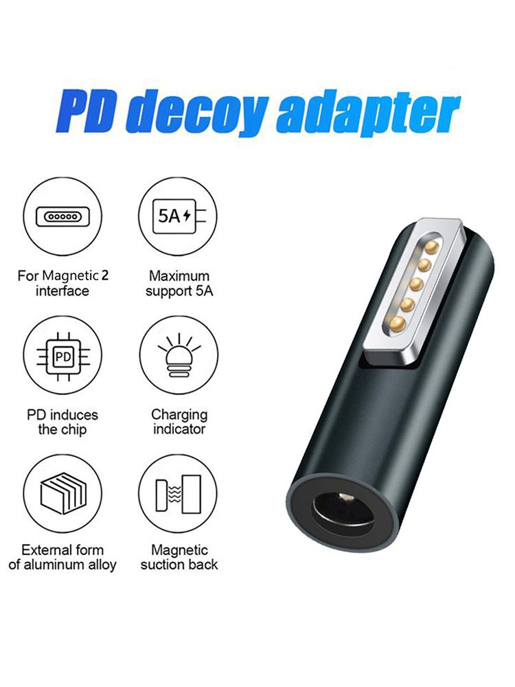 Магнитный адаптер 5A PD DC5521 Female to Magnetic Adapter для зарядки Apple Macbook Air/Pro Магнитный адаптер-конвертер