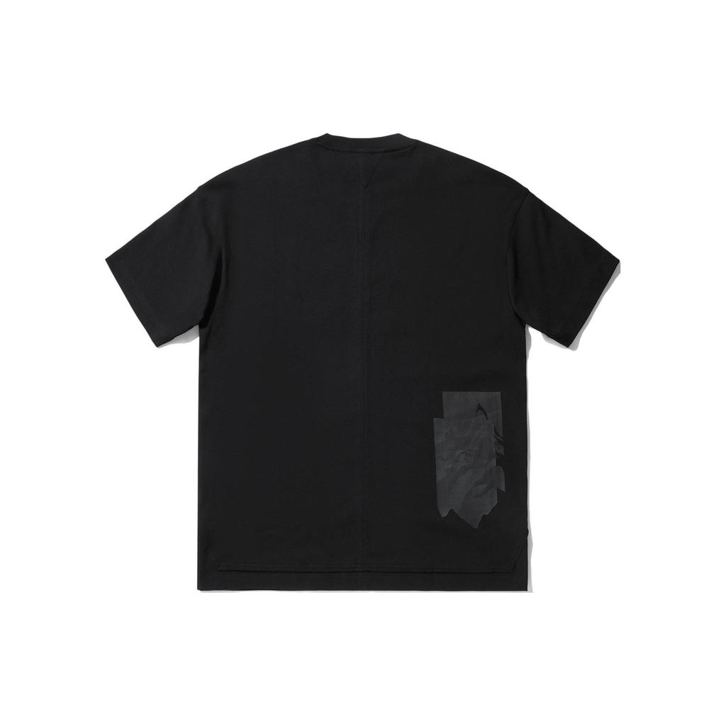 Li Ning X Jackie Chan Сотрудничество Серия Кунг-фу Свободный крой Свитшот с круглым вырезом и короткими рукавами Мужские футболки Черный AHSU187-1