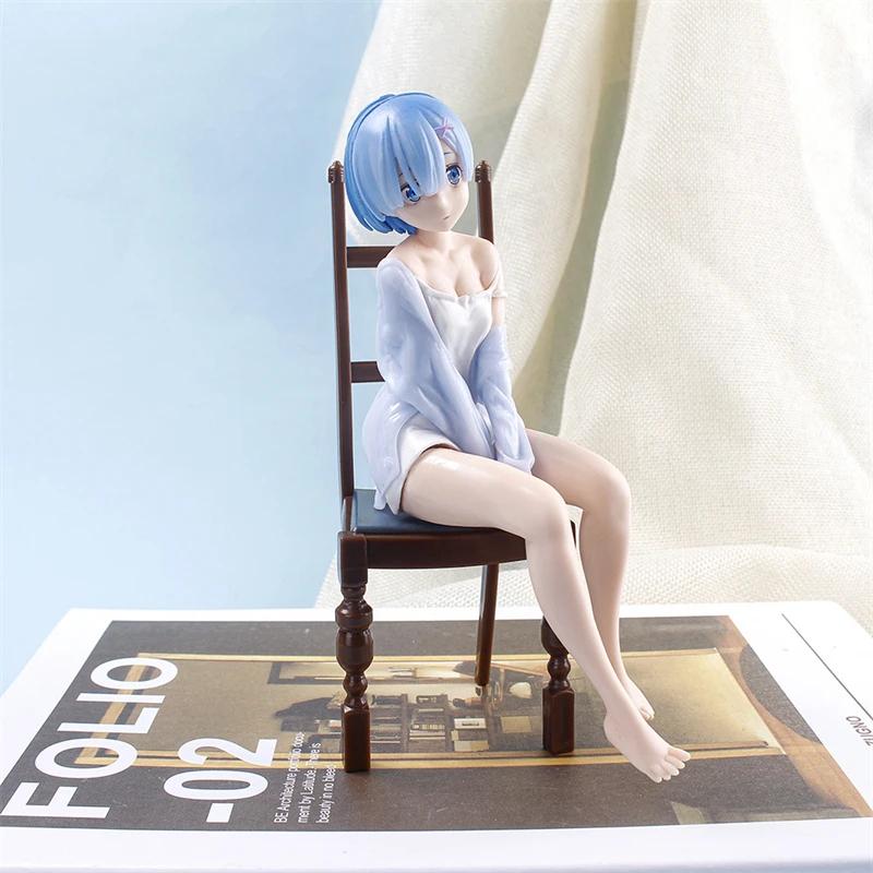 17cm Re Zero Rem Figure Sitting Chair PVC Anime Model For Collectible Desk Decoration Gift