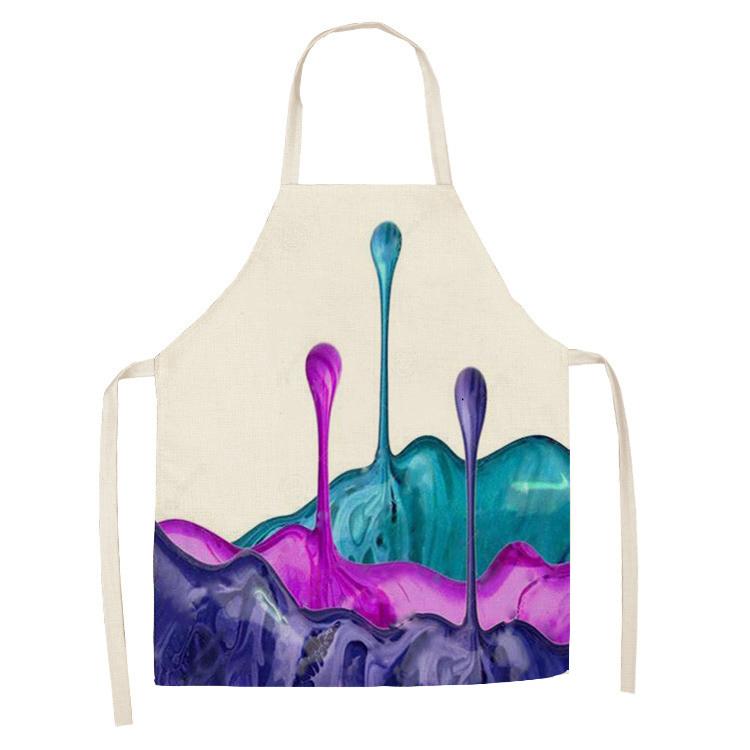 Новый льняной красочный лак для ногтей, косметика с тематическим принтом, кухонные фартуки, унисекс, званый ужин, нагрудник для приготовления пищи, забавный фартук для чистки, парикмахерский фартук