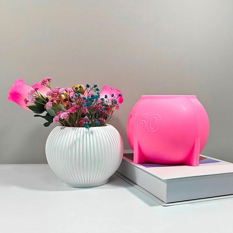 Silicone Stripe Vase Mould for Creative Crafters and Jewelry Enthusiasts Flower Pot Home Decoration Accessory Mould