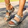 Мода 2024 Женская обувь Открытый носок Женские тапочки Повседневные нарядные тапочки Женские с принтом Круглый носок Платформа Клинья Большой размер Женские сандалии
