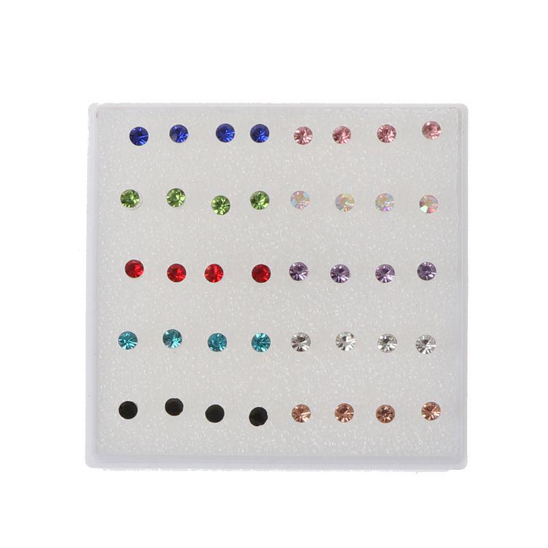 20 Pairs Colorful Faux Rhinestone Plastic Ear Studs Hypoallergenic Earrings