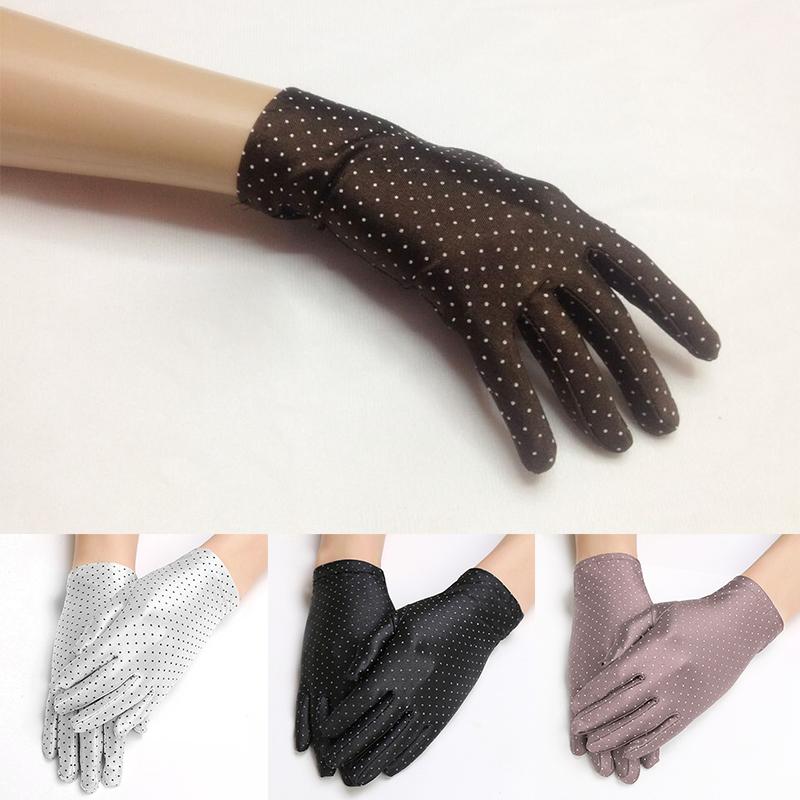 1 Pair Mittens Women Dot Girl Wrist Fabric Gloves Drive Sun Protection Summer Elastic