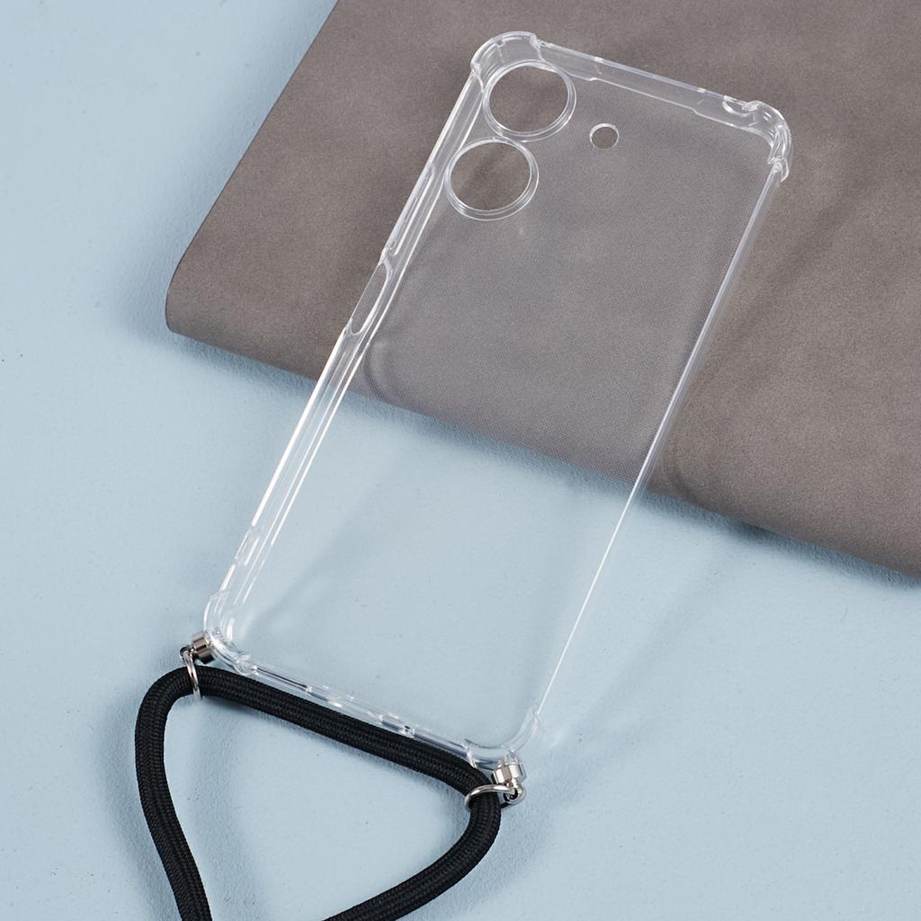 For Xiaomi Redmi 13C 4G/Poco C65 4G Case TPU Drop-resistant Phone Back Cover with Lanyard