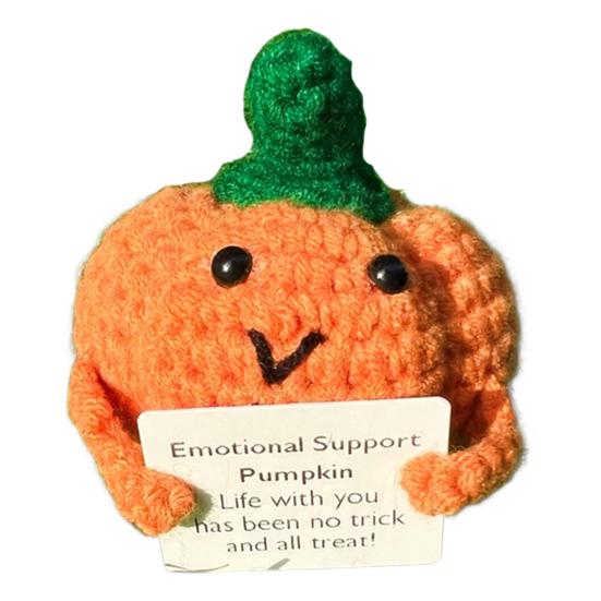 Вязаная крючком тыква на Хэллоуин, ручная работа, кукла-тыква для эмоциональной поддержки с поощрительной открыткой для украшения дома