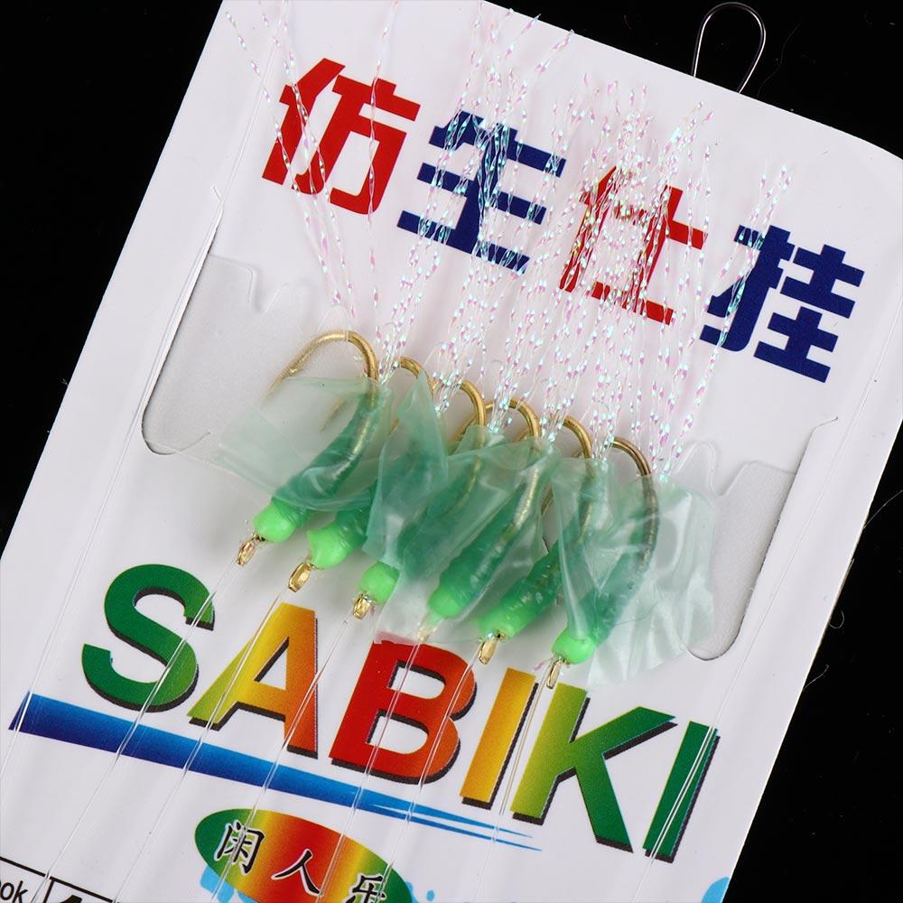 Золотые Крючки Sabiki Снасточки Sabiki Зеленая Резина Приманка Sabiki Леска Крючки для Ловли Карпа