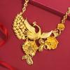 New Vietnamese gold-plated wedding necklace set, vintage ethnic style phoenix necklace for women, gold-plated and long-lasting