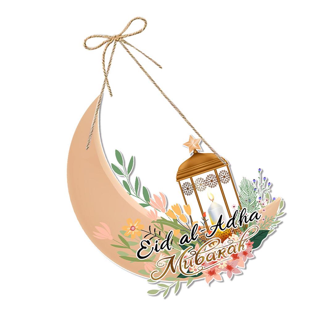 Eid Mubarak Moon Hanging Decorations Elegant Ramadan Paper Door Hanging Sign Display Accessory For Holiday Atmosphere