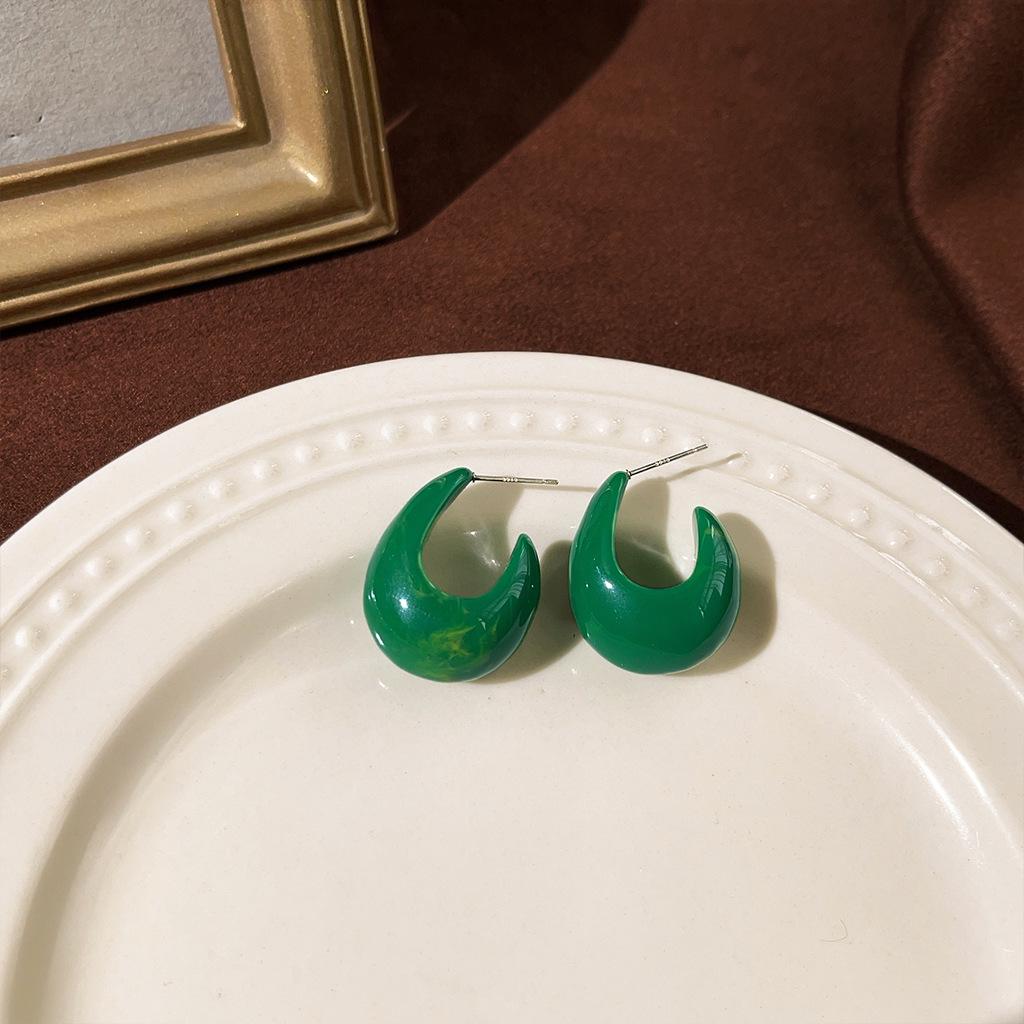Изумрудные серьги-пусеты в стиле ретро середины века