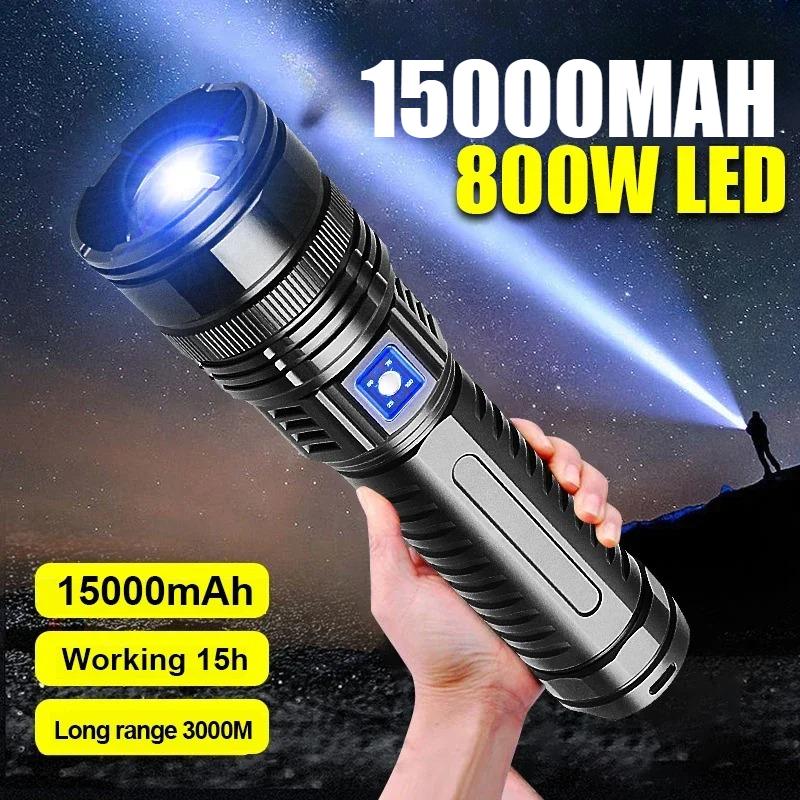 Ultra Bright Torch Built-in Battery Flash Light Emergency Spotlights 5km 1500W Most Powerful Led Flashlights