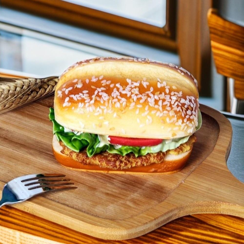 Soft PU Beef Burger Model Realistic Fake Bread Party Decoration Food Simulation Model DIY Display