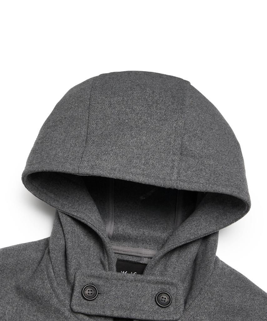 Mark Gonzales Heart Collection Hooded Duffle Long Coat - Grey