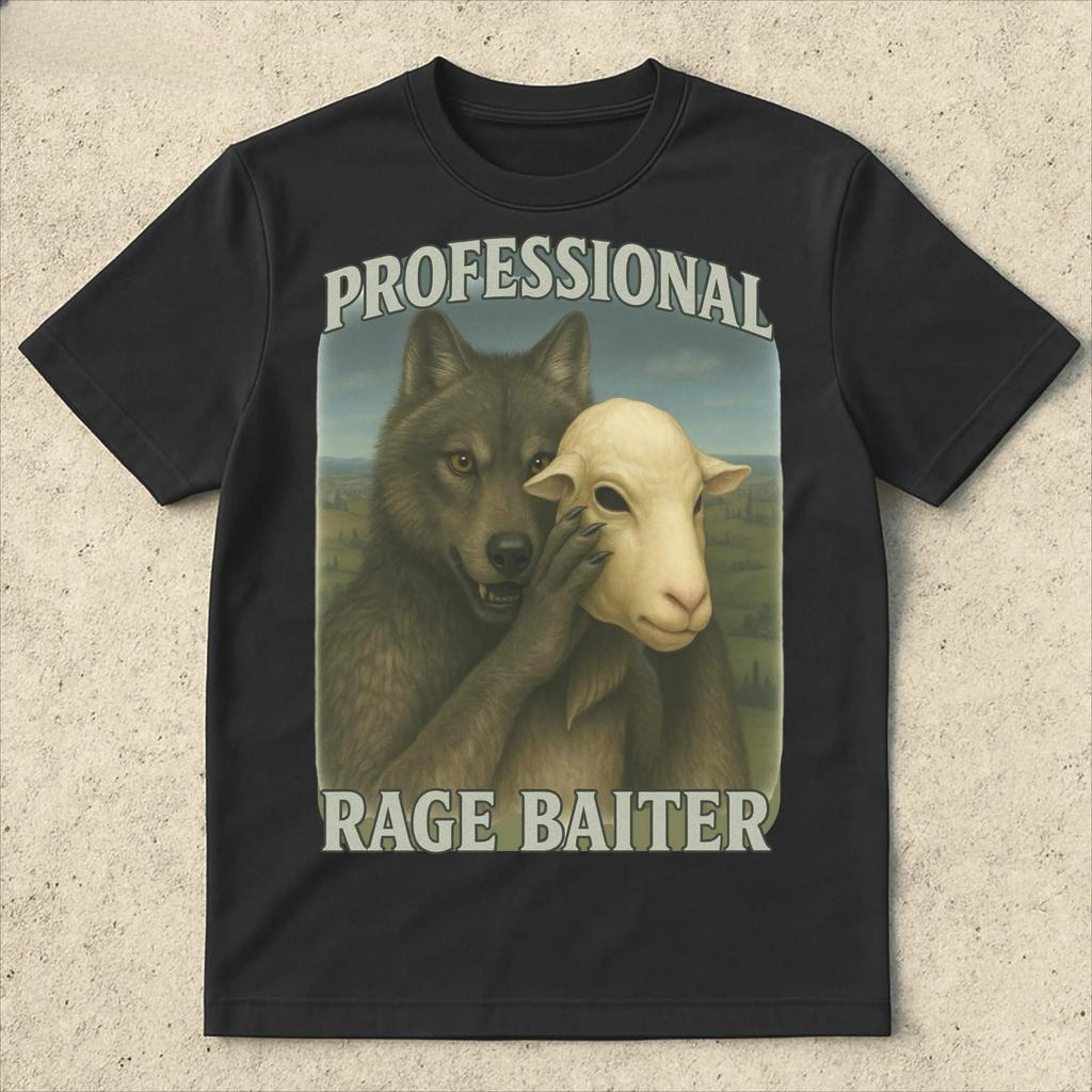 Professional Rage Baiter Funny Shirt Werewolf Memes Werewolf Dumb Meme Shirt Stupid Meme Shirts Alpha Wolf Tshirt Brainrot