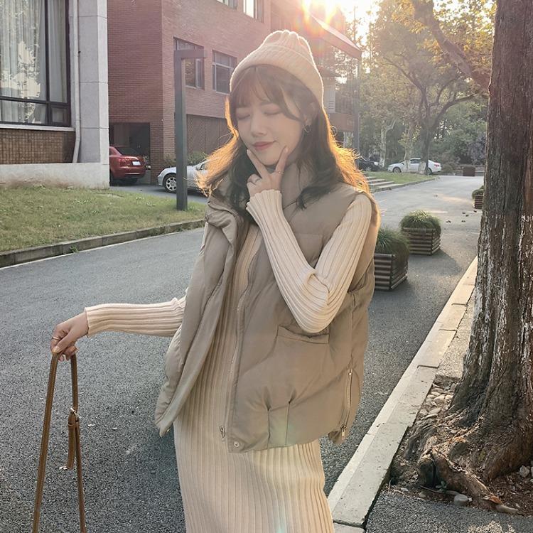 Vest short female Korean winter small cotton-padded vest vest vest jacket loose outer wear