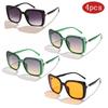 Набор из 4 модных квадратных солнцезащитных очков для женщин, большие оправы, цветные солнцезащитные очки, женские градиентные очки для вождения на открытом воздухе, женские очки