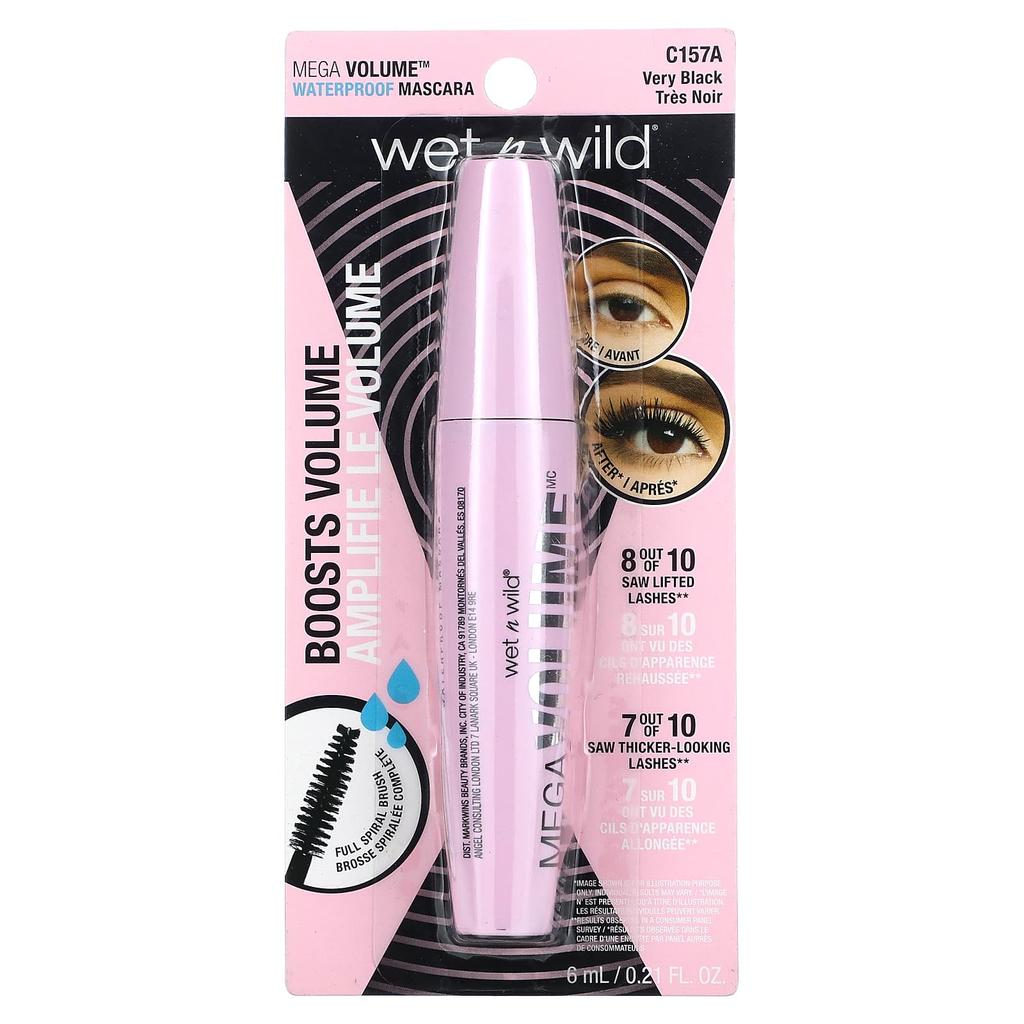 Wet N Wild Mega Volume Waterproof Mascara, C157A Berry Black, 6 Ml (0.21 Fl Oz)