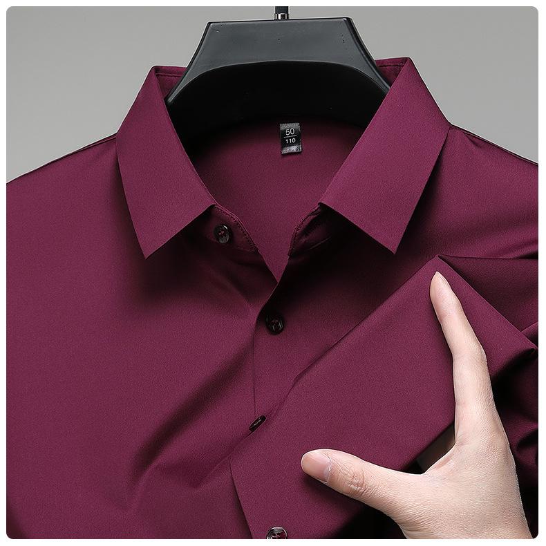 Весенняя мужская бесшовная немнущаяся рубашка в стиле business casual с длинным рукавом