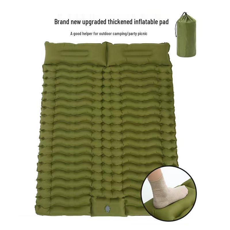Outdoor Double Camping Inflatable Pad with Foot Pump - Moisture-Proof, Thickened TPU Air Mattress